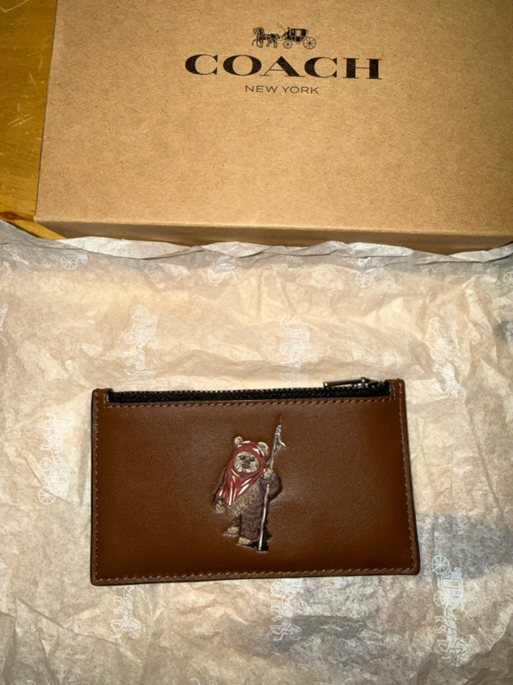 COACH X STAR WARS EWOK WALLET CREDIT CARDS BROWN NEW WITH TAG - Picture 6 of 6